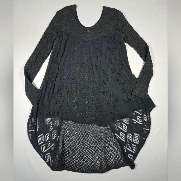 Free People Black Magic Lace Knit High-Low Boho Tunic Dress - Size Small - Picture 4 of 9